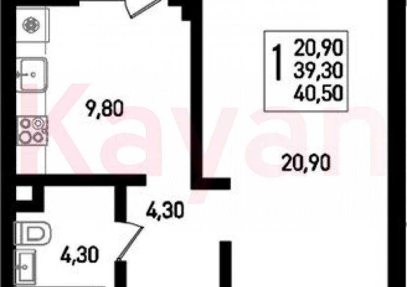 Продажа 1-комн. квартиры, 39.3 кв.м фото 0