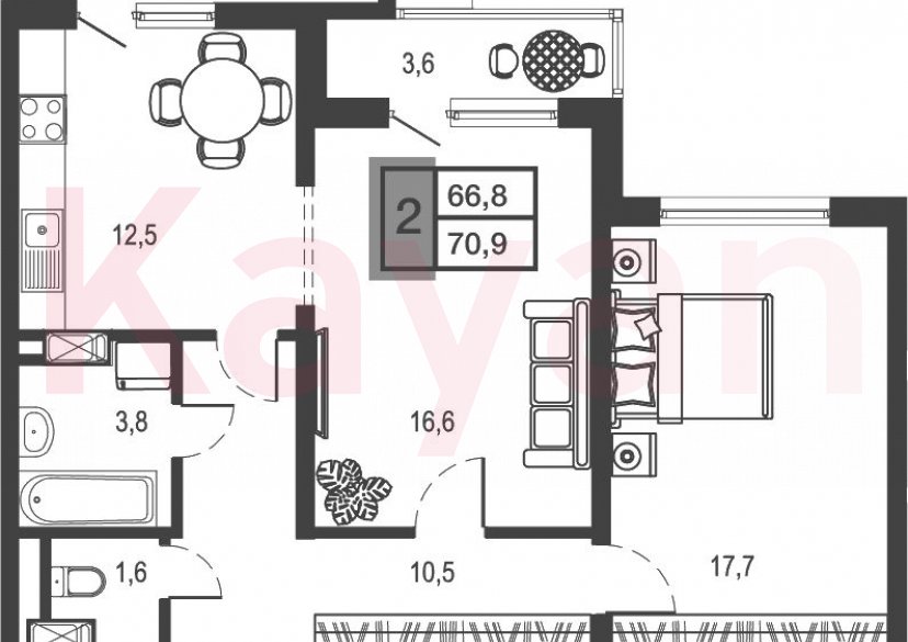 Продажа 2-комн. квартиры, 62.7 кв.м фото 0