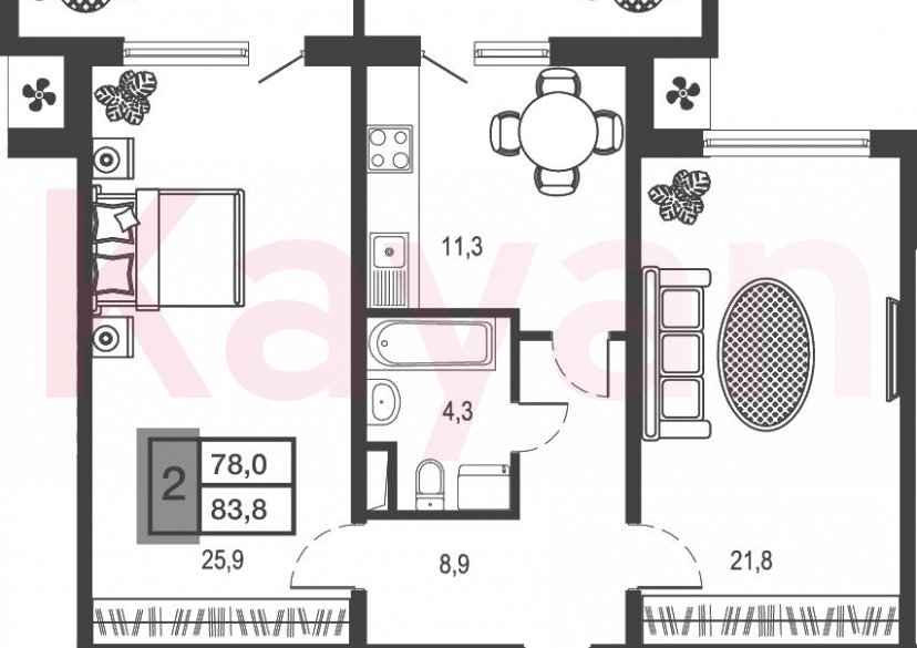 Продажа 2-комн. квартиры, 72.2 кв.м фото 0