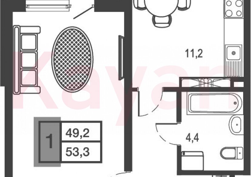 Продажа 1-комн. квартиры, 45.1 кв.м фото 0