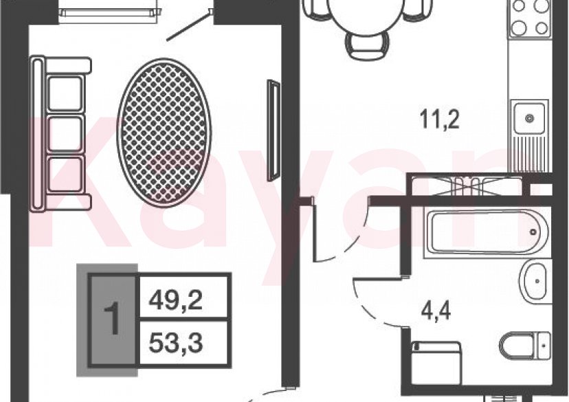 Продажа 1-комн. квартиры, 45.1 кв.м фото 0