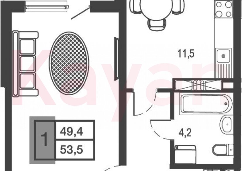 Продажа 1-комн. квартиры, 45.3 кв.м фото 0