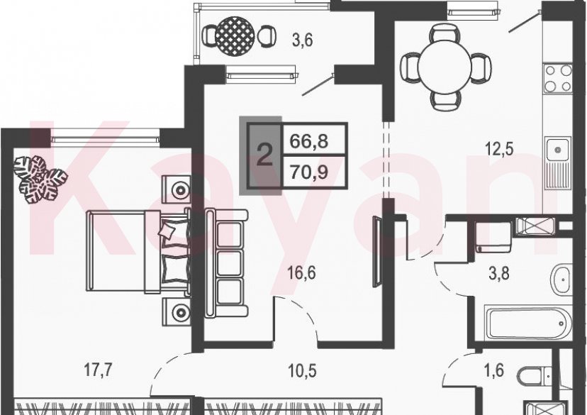 Продажа 2-комн. квартиры, 62.7 кв.м фото 0