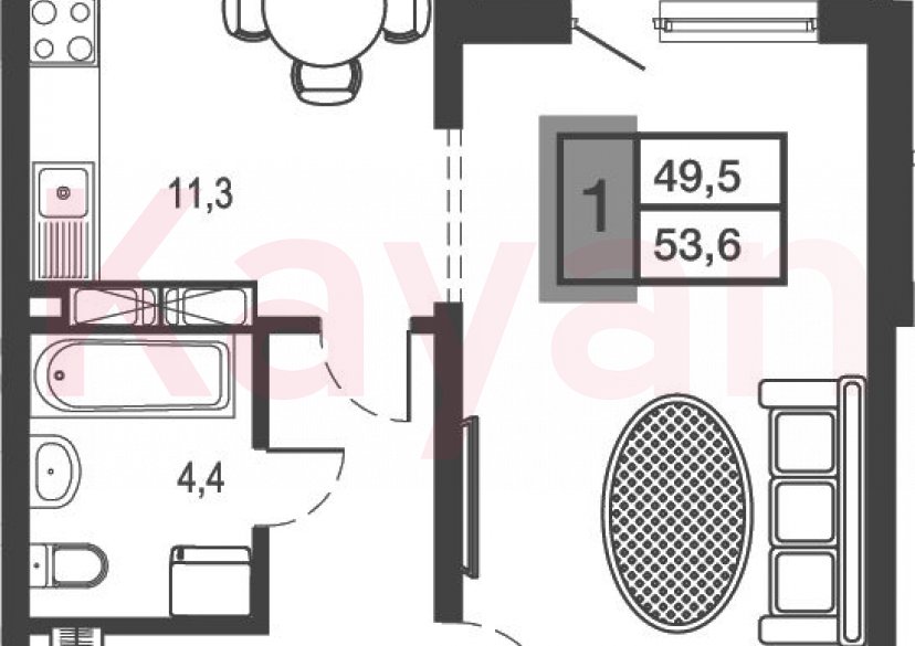 Продажа 1-комн. квартиры, 45.4 кв.м фото 0