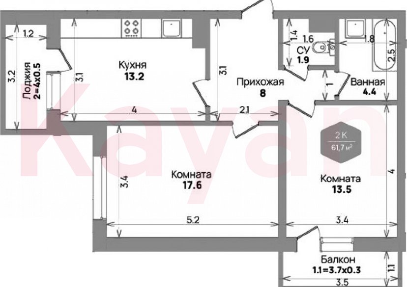 Продажа 2-комн. квартиры, 58.6 кв.м фото 0