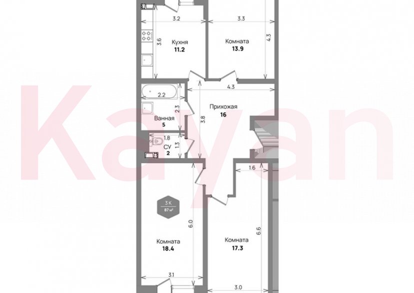 Продажа 3-комн. квартиры, 83.8 кв.м фото 0