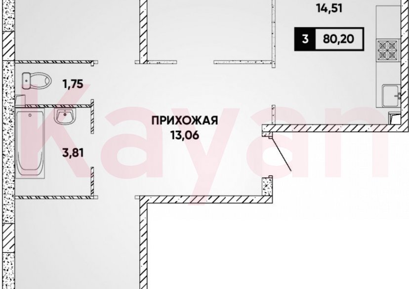 Продажа 3-комн. квартиры, 78.8 кв.м фото 0