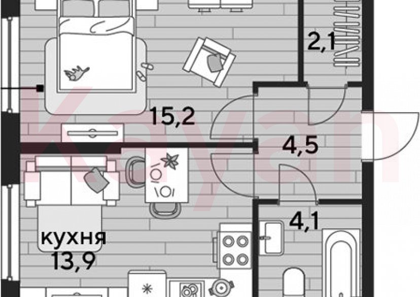 Продажа 1-комн. квартиры, 39.8 кв.м фото 0