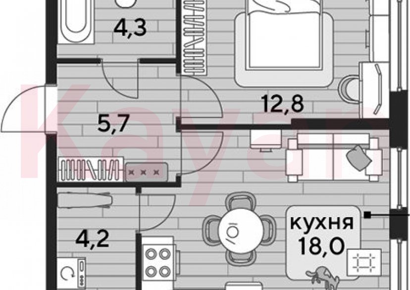 Продажа 1-комн. квартиры, 45 кв.м фото 0