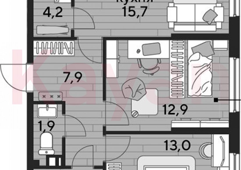 Продажа 2-комн. квартиры, 60.2 кв.м фото 0