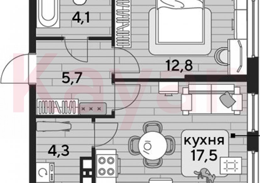 Продажа 1-комн. квартиры, 44.4 кв.м фото 0