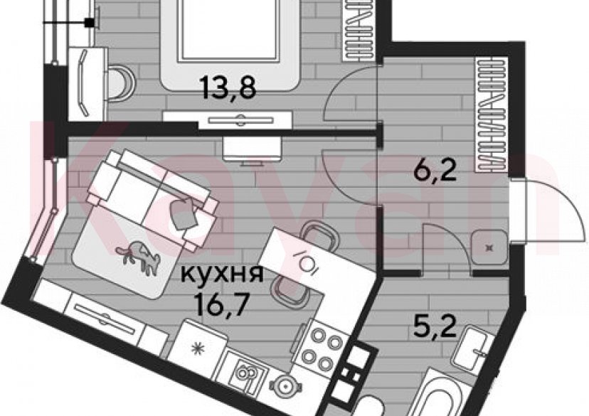 Продажа 1-комн. квартиры, 41.9 кв.м фото 0