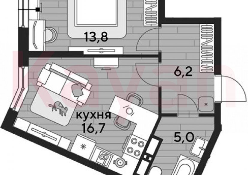 Продажа 1-комн. квартиры, 41.7 кв.м фото 0