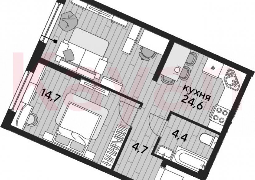 Продажа 1-комн. квартиры, 48.4 кв.м фото 0