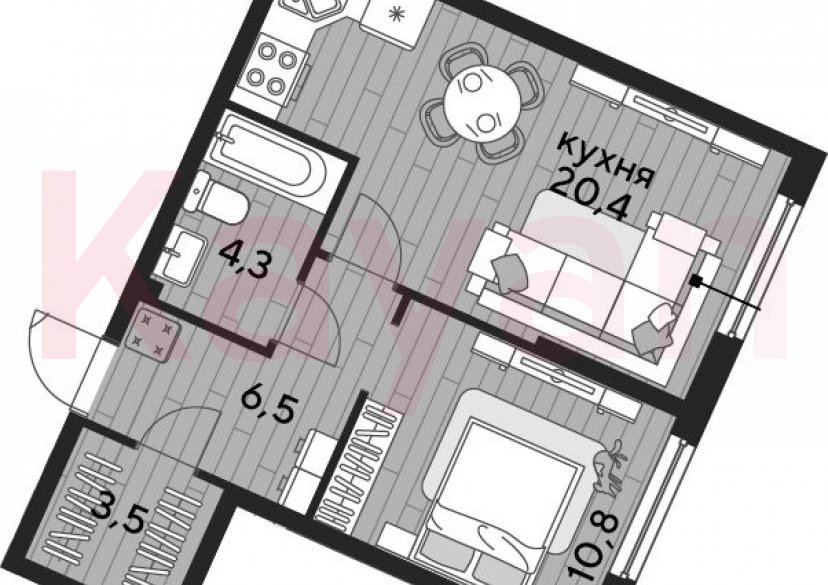 Продажа 1-комн. квартиры, 45.5 кв.м фото 0