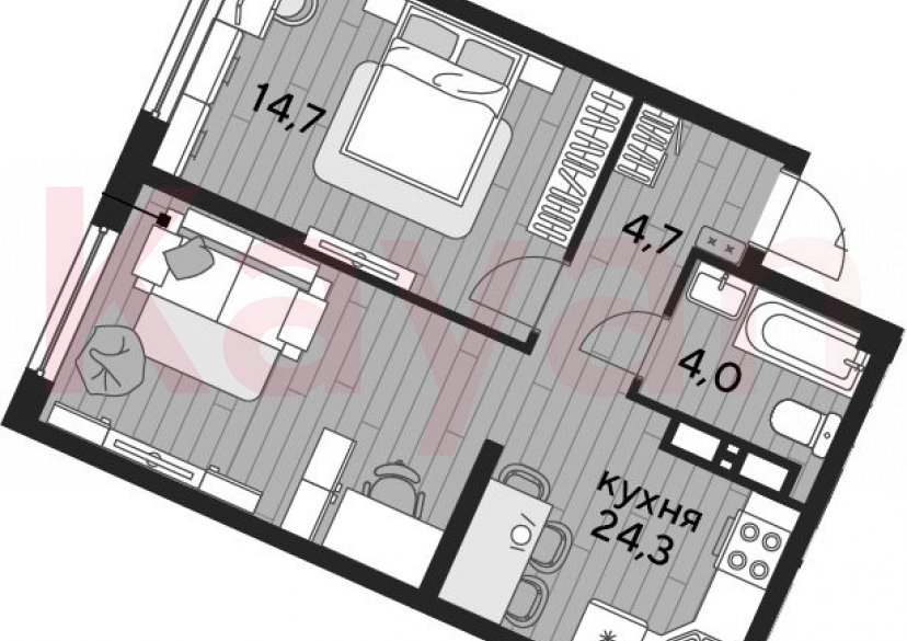 Продажа 1-комн. квартиры, 47.7 кв.м фото 0