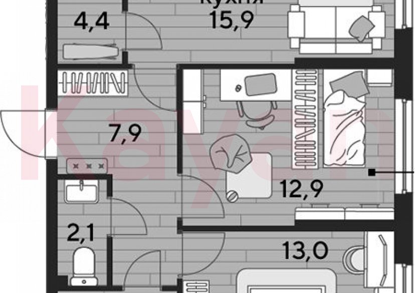 Продажа 2-комн. квартиры, 60.8 кв.м фото 0