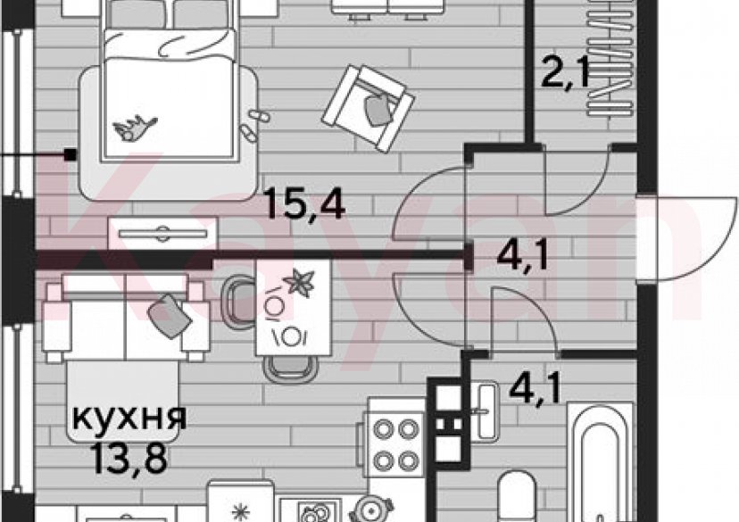 Продажа 1-комн. квартиры, 39.5 кв.м фото 0