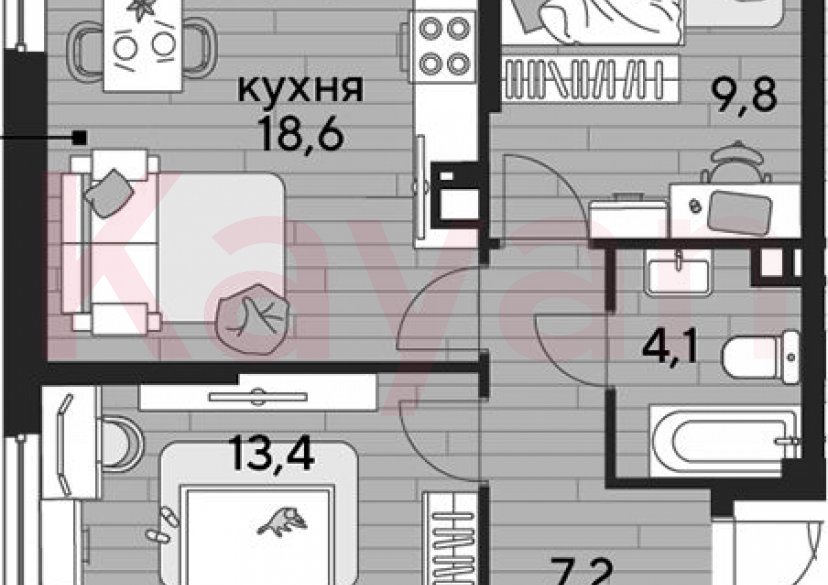 Продажа 2-комн. квартиры, 53.1 кв.м фото 0