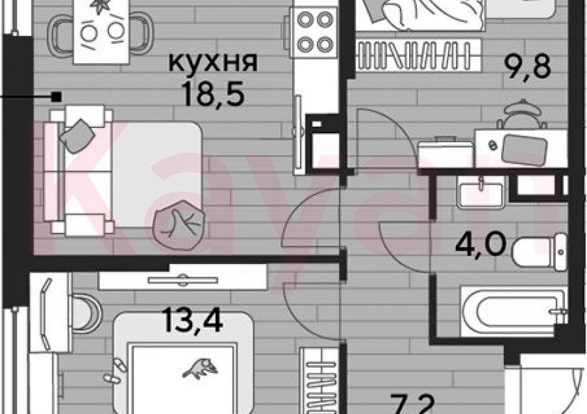 Продажа 2-комн. квартиры, 52.9 кв.м фото 0