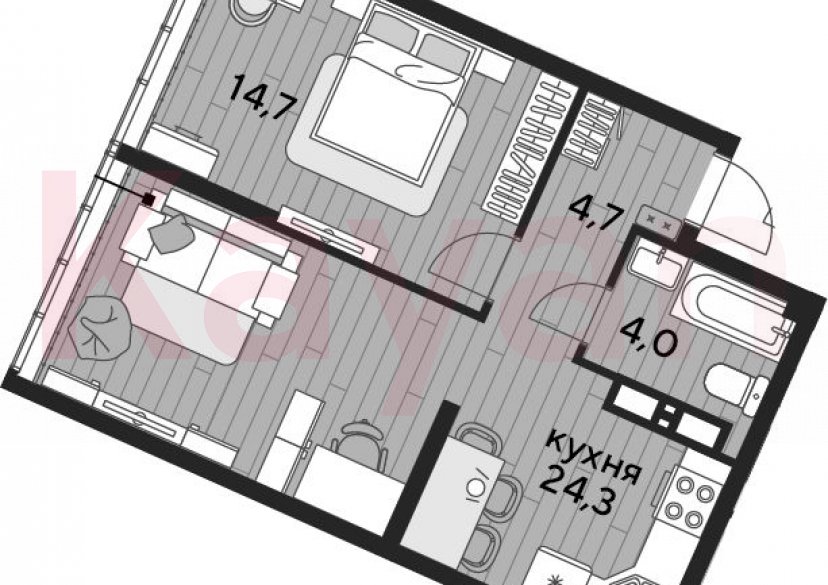 Продажа 1-комн. квартиры, 47.7 кв.м фото 0