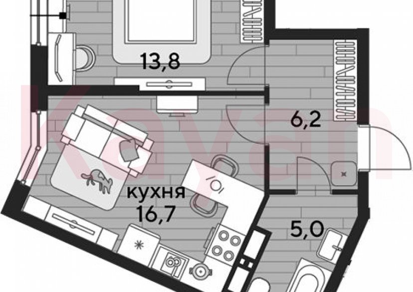 Продажа 1-комн. квартиры, 41.7 кв.м фото 0