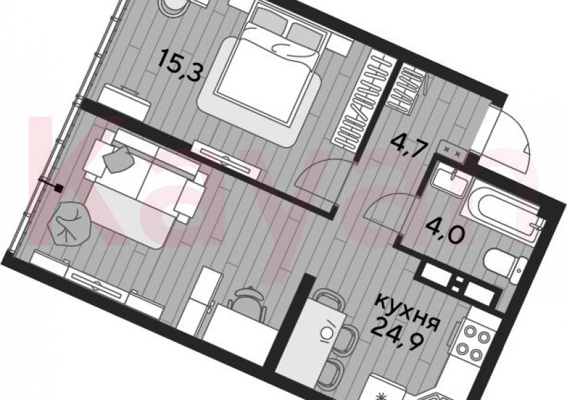 Продажа 1-комн. квартиры, 48.9 кв.м фото 0