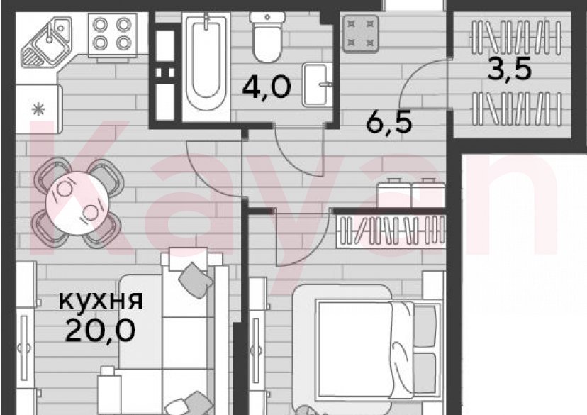 Продажа 1-комн. квартиры, 44.8 кв.м фото 0