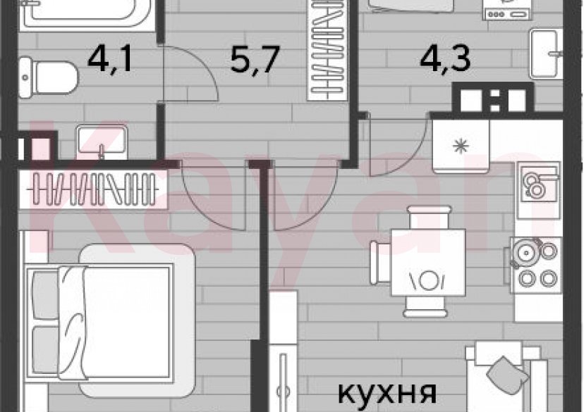 Продажа 1-комн. квартиры, 44.4 кв.м фото 0