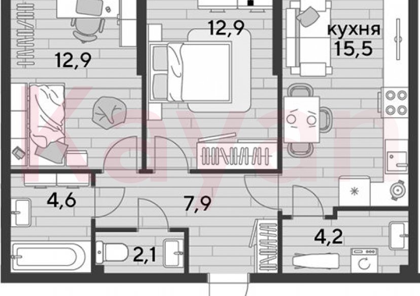 Продажа 2-комн. квартиры, 60.1 кв.м фото 0