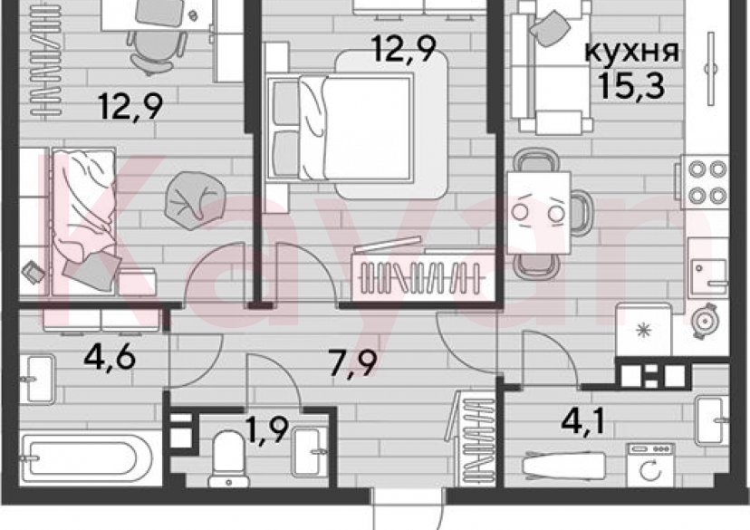 Продажа 2-комн. квартиры, 59.6 кв.м фото 0