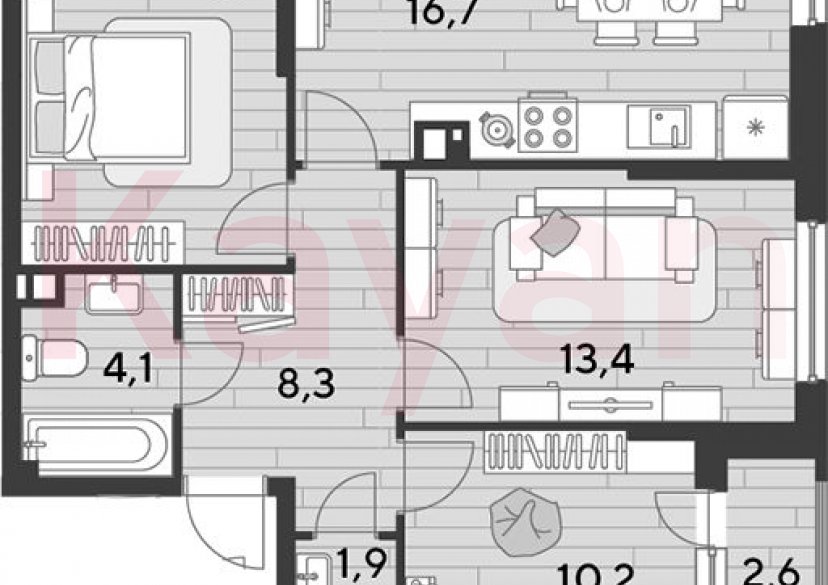 Продажа 3-комн. квартиры, 67.4 кв.м фото 0