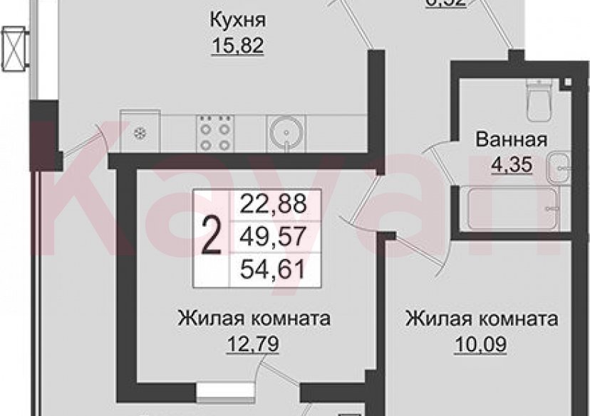 Продажа 3-комн. квартиры, 49.57 кв.м фото 0