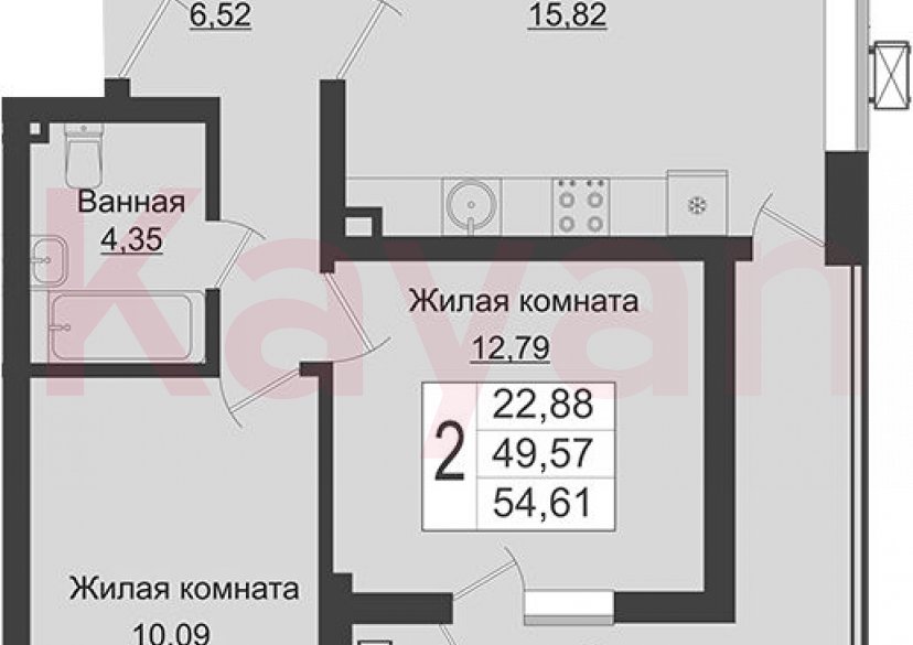 Продажа 3-комн. квартиры, 49.57 кв.м фото 0