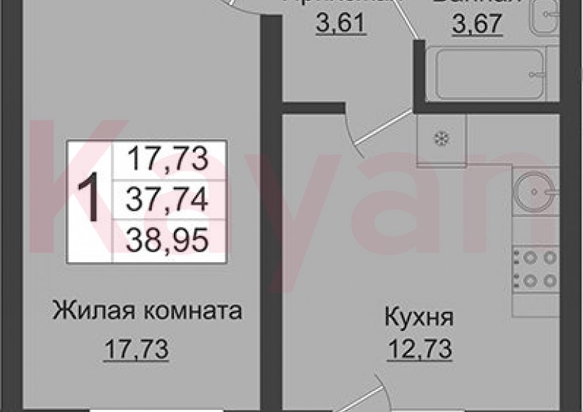 Продажа 1-комн. квартиры, 37.74 кв.м фото 0