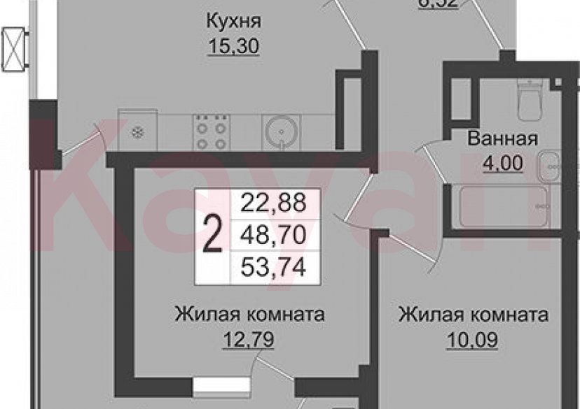 Продажа 3-комн. квартиры, 48.7 кв.м фото 0