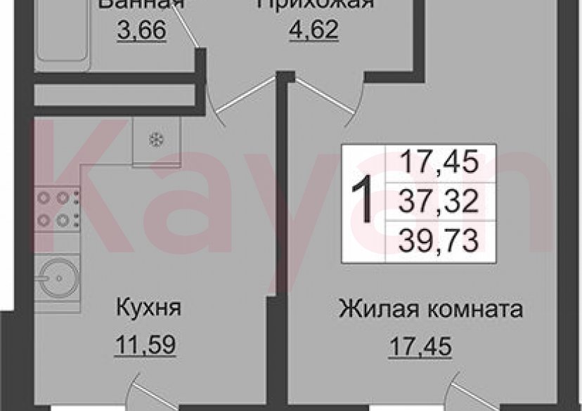 Продажа 1-комн. квартиры, 37.32 кв.м фото 0