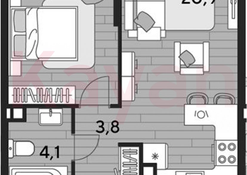 Продажа 1-комн. квартиры, 41.6 кв.м фото 0