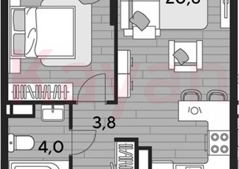 Продажа 1-комн. квартиры, 41.4 кв.м фото 0