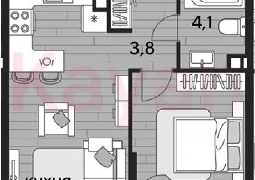 Продажа 1-комн. квартиры, 41.6 кв.м фото 0