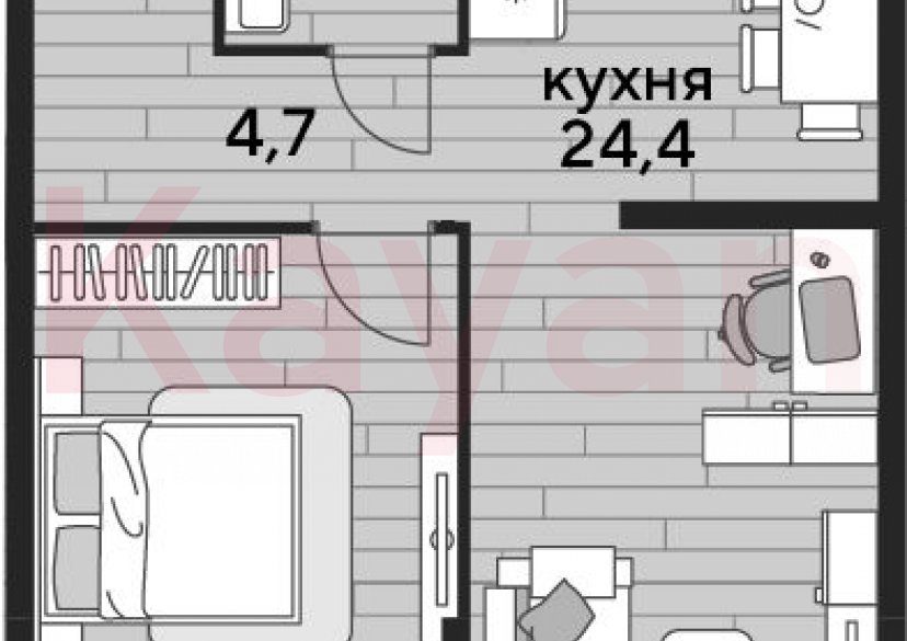 Продажа 1-комн. квартиры, 47.9 кв.м фото 0