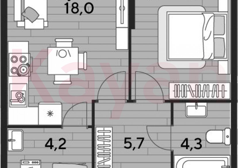 Продажа 1-комн. квартиры, 45 кв.м фото 0