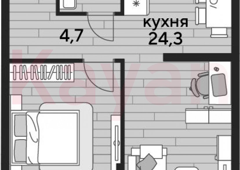 Продажа 1-комн. квартиры, 47.7 кв.м фото 0