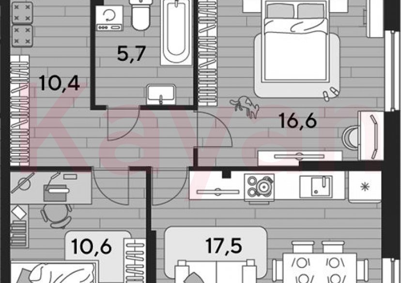 Продажа 2-комн. квартиры, 60.8 кв.м фото 0