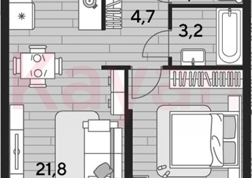 Продажа 1-комн. квартиры, 45.8 кв.м фото 0