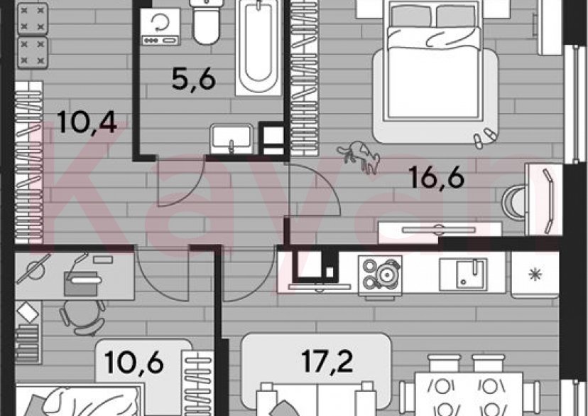 Продажа 2-комн. квартиры, 60.4 кв.м фото 0