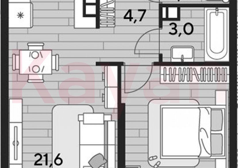 Продажа 1-комн. квартиры, 45.4 кв.м фото 0