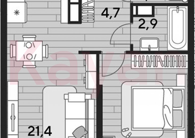 Продажа 1-комн. квартиры, 45.1 кв.м фото 0