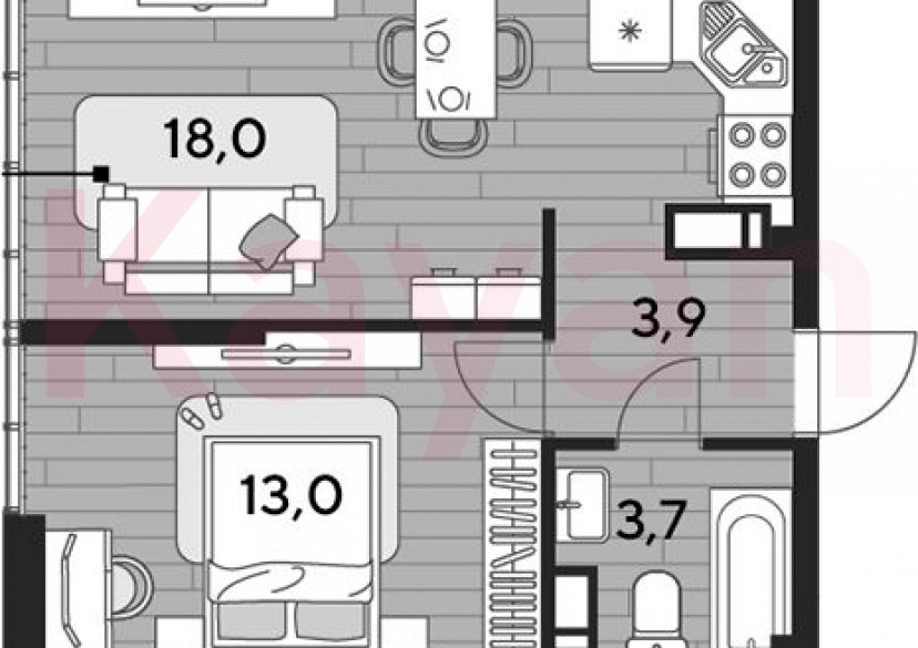 Продажа 1-комн. квартиры, 38.6 кв.м фото 0