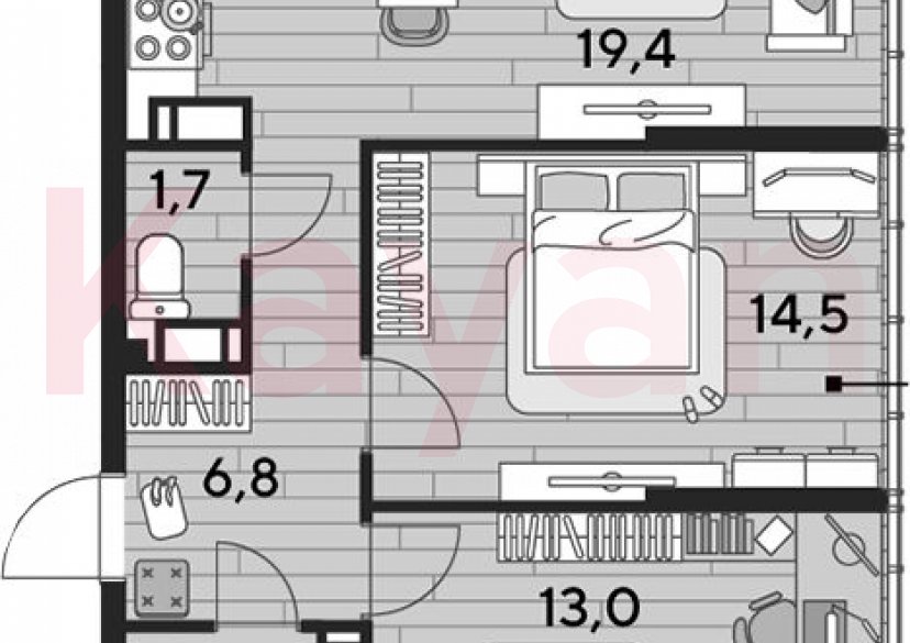 Продажа 2-комн. квартиры, 58.8 кв.м фото 0